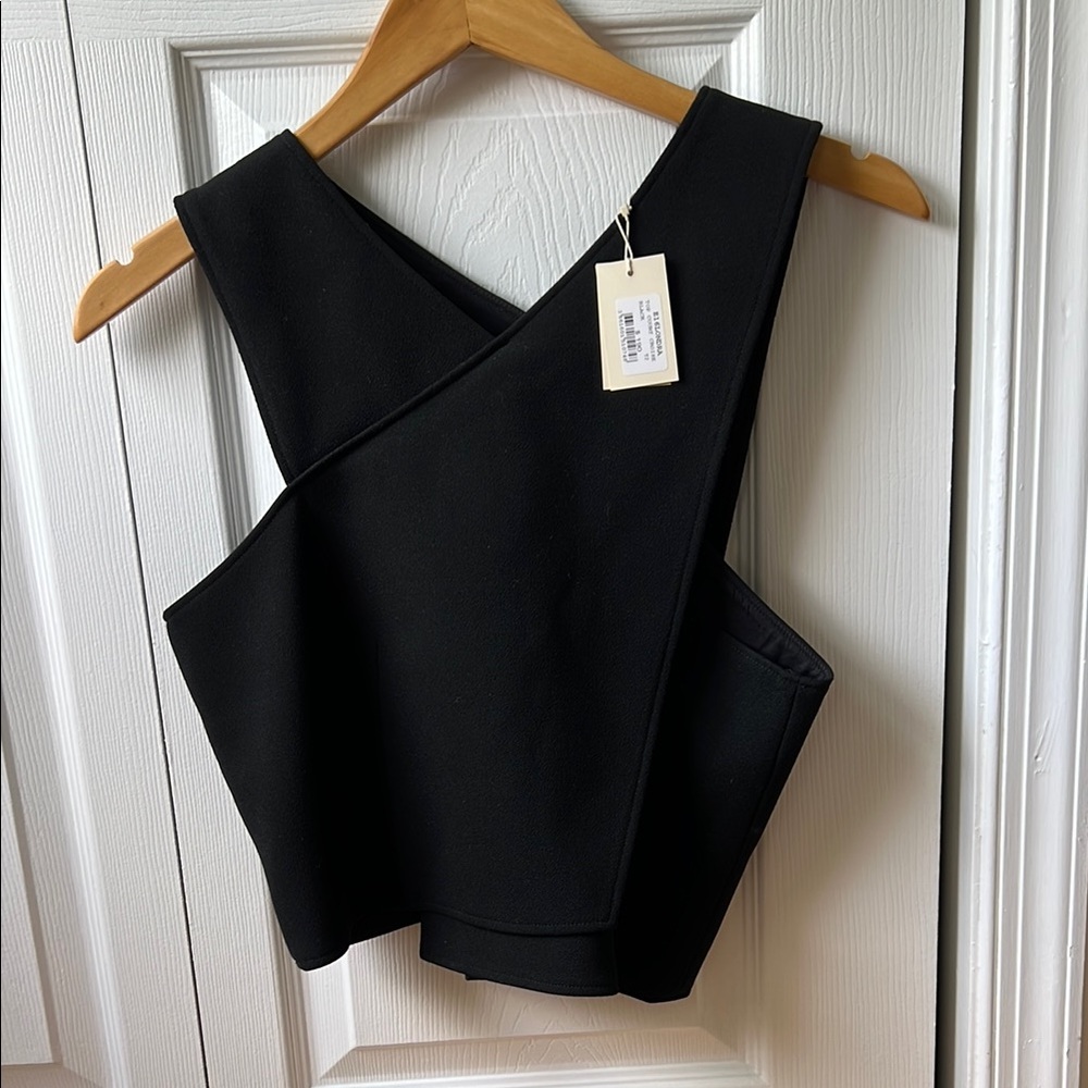 Maje Chic Black Asymmetrical Crop Top
